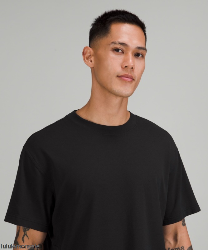 Lululemon Deutschland DELULU814 | Lululemon Deutschland Schwarzes Kurzarm-Trainingsshirt Mit Entspannter Passform